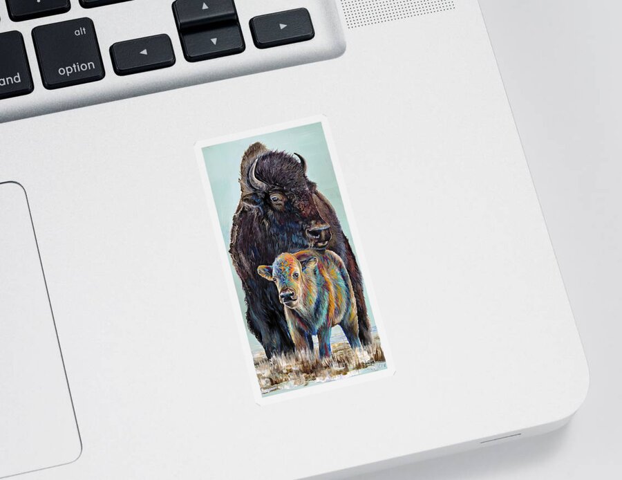 Bison Sticker featuring the painting Watching Over by Averi Iris