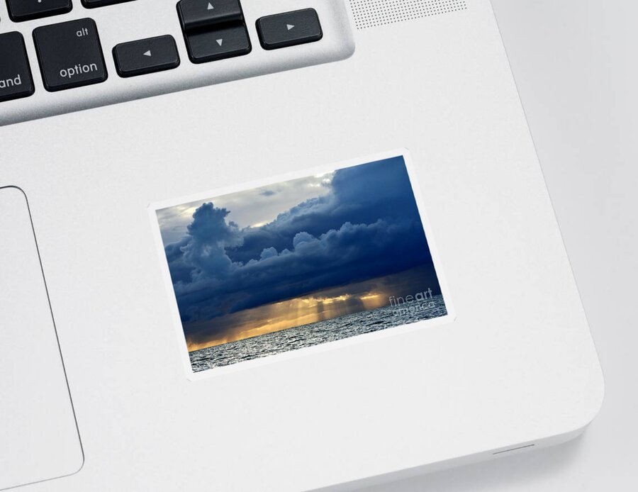 Storm Clouds Sticker featuring the photograph Watching the Storm over the Water by fototaker Tony