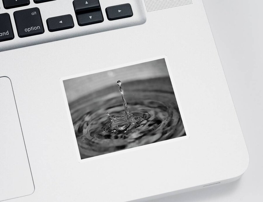 Black Sticker featuring the photograph Water Drop Black and White by Jerry Connally