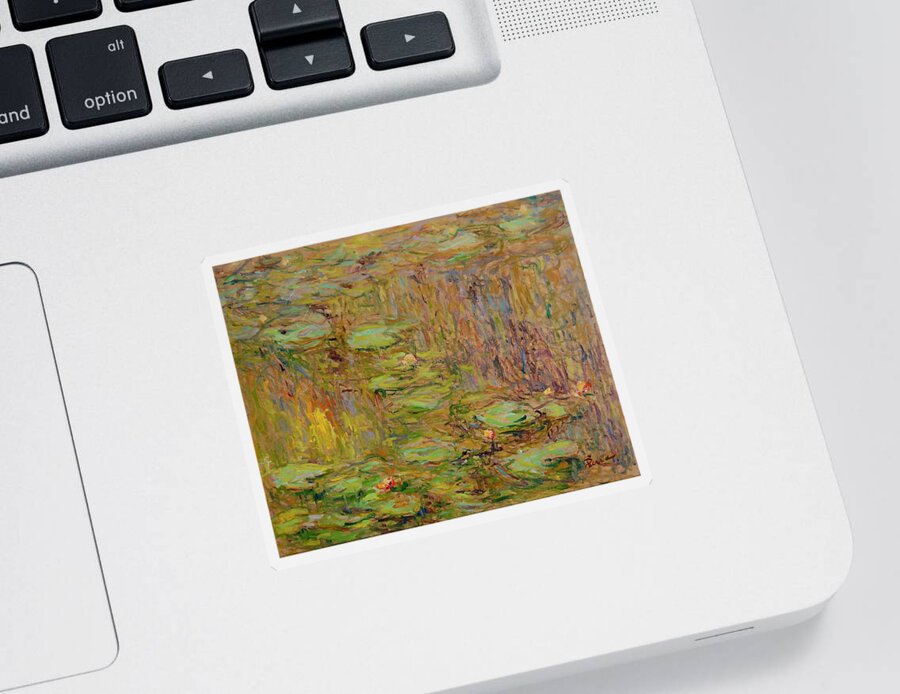 Waterlelies Sticker featuring the painting Water lilies nr P.004 by Pierre Dijk