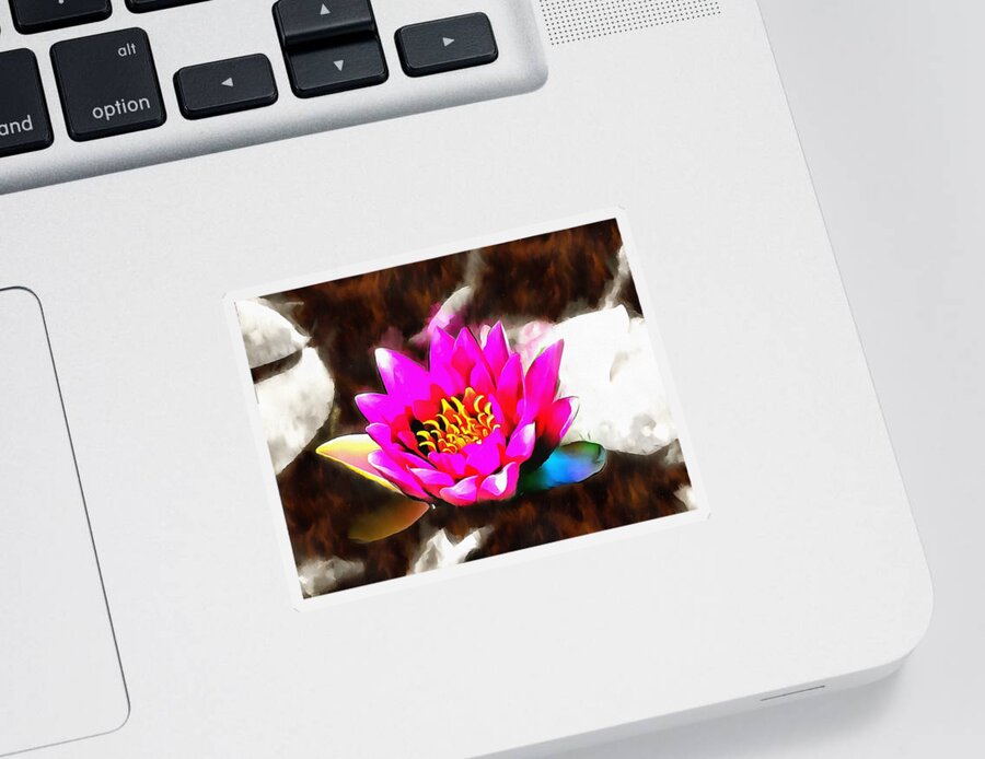 Water Lily Sticker featuring the mixed media Water Lily by Christopher Reed