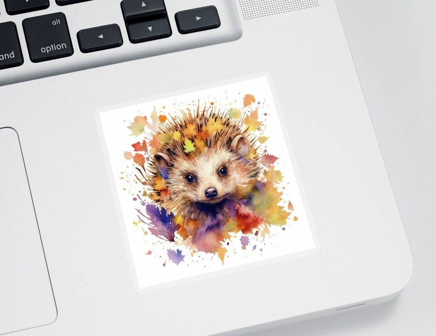 Hedgehog Sticker featuring the digital art Watercolor Animal 95 Hedgehog by Matthias Hauser