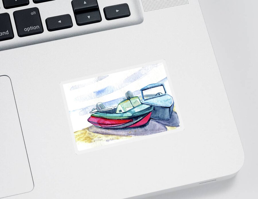 Watercolor Sticker featuring the digital art Watercolor Boat Painting by Sambel Pedes