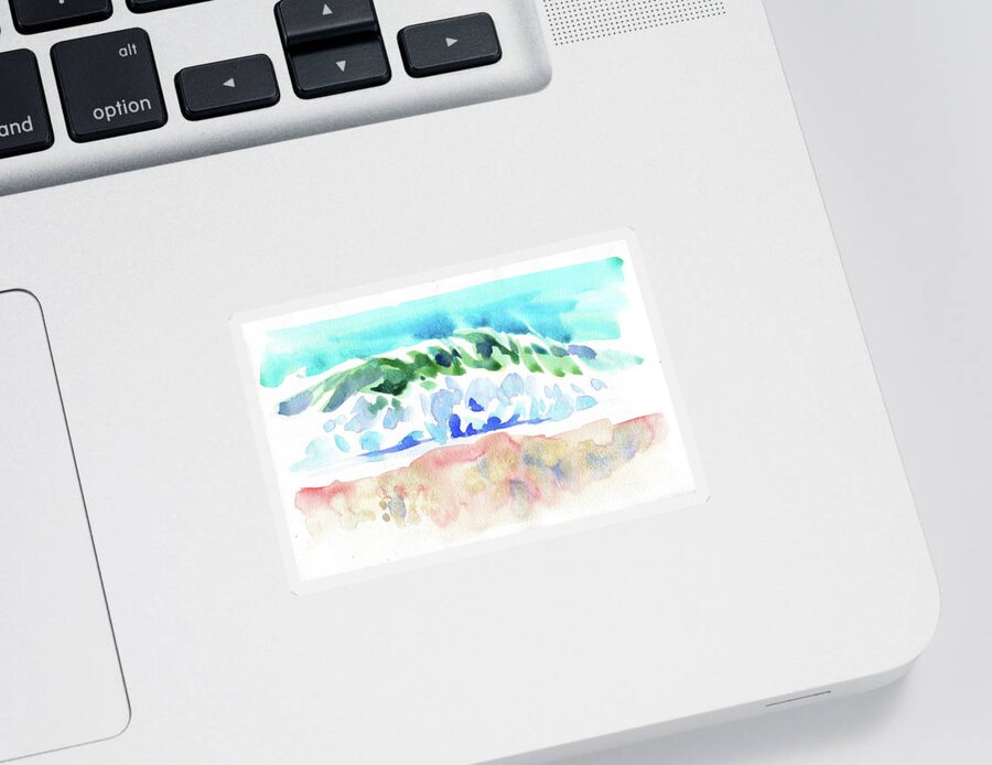 Watercolor Sticker featuring the digital art Watercolor Wave On Sea Painting by Sambel Pedes
