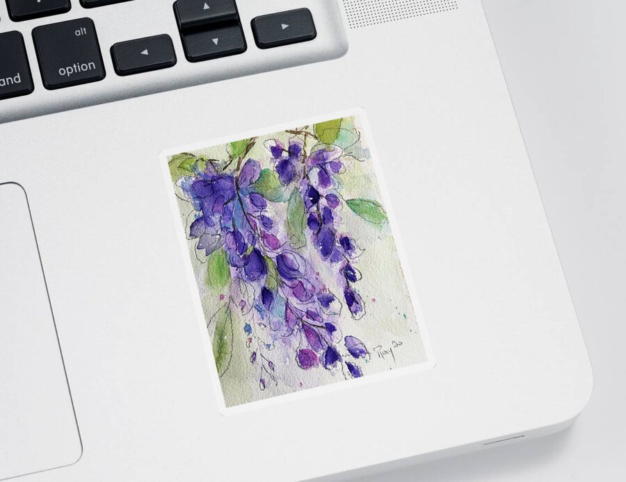 Original Sticker featuring the painting Watercolor Wisteria by Roxy Rich