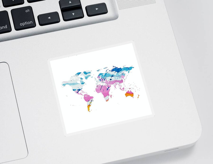 Watercolor World Map Sticker featuring the photograph Watercolor World Map by Marianna Mills
