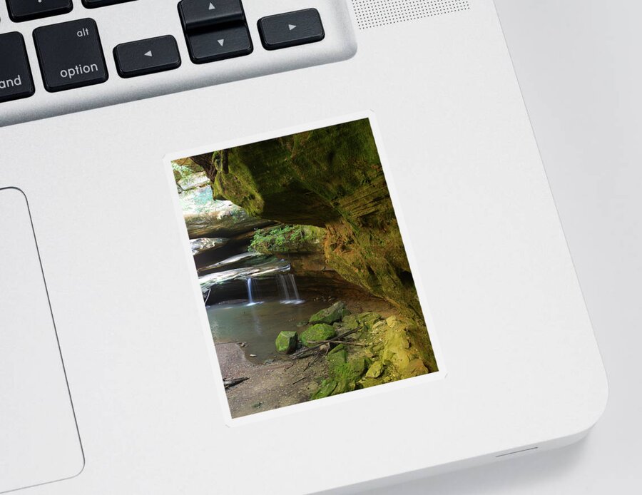 Waterfall Sticker featuring the photograph Waterfall at Old Man's Cave by Flinn Hackett