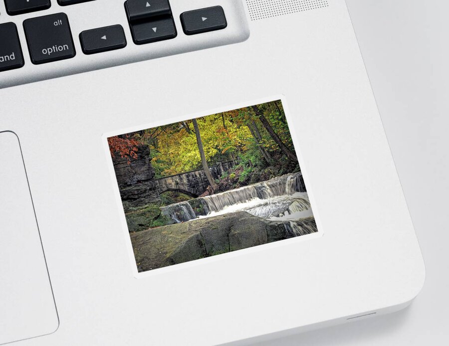 Waterfall Sticker featuring the photograph Waterfall at Olmsted Falls - 1 by Mark Madere