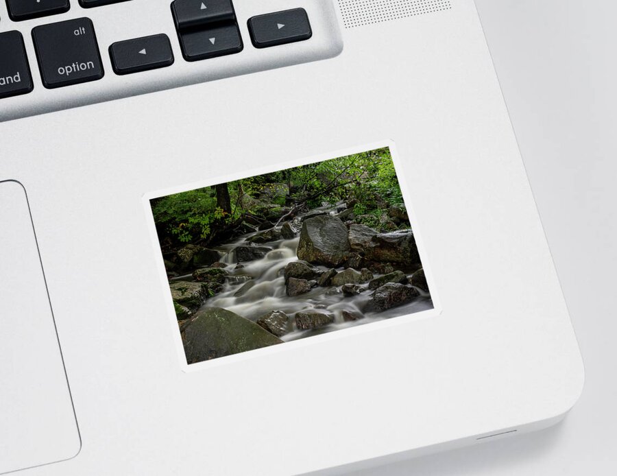 Waterfall Sticker featuring the photograph Waterfall in the WOods by Regina Muscarella