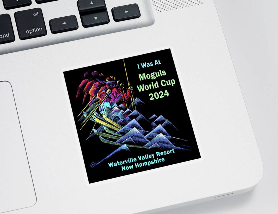 World Cup Sticker featuring the drawing Waterville Valley Moguls World Cup 2024 by Nancy Griswold