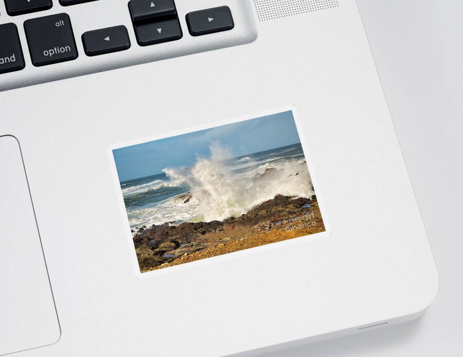 Ocean Sticker featuring the photograph Wave Against the Shore by Sheila Ping