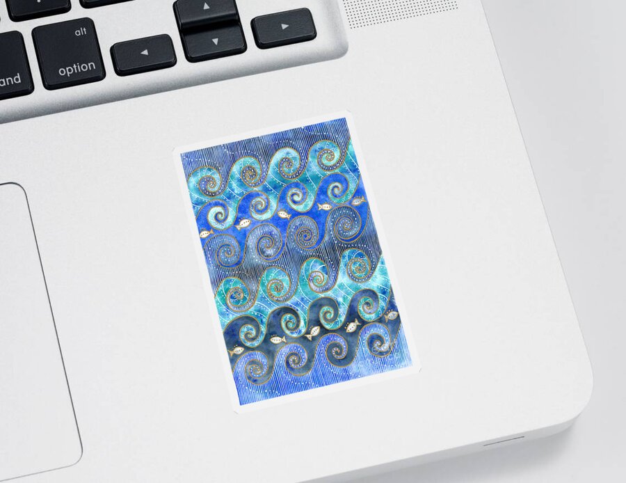  Ink Sticker featuring the painting Waves by Shelley Wallace Ylst