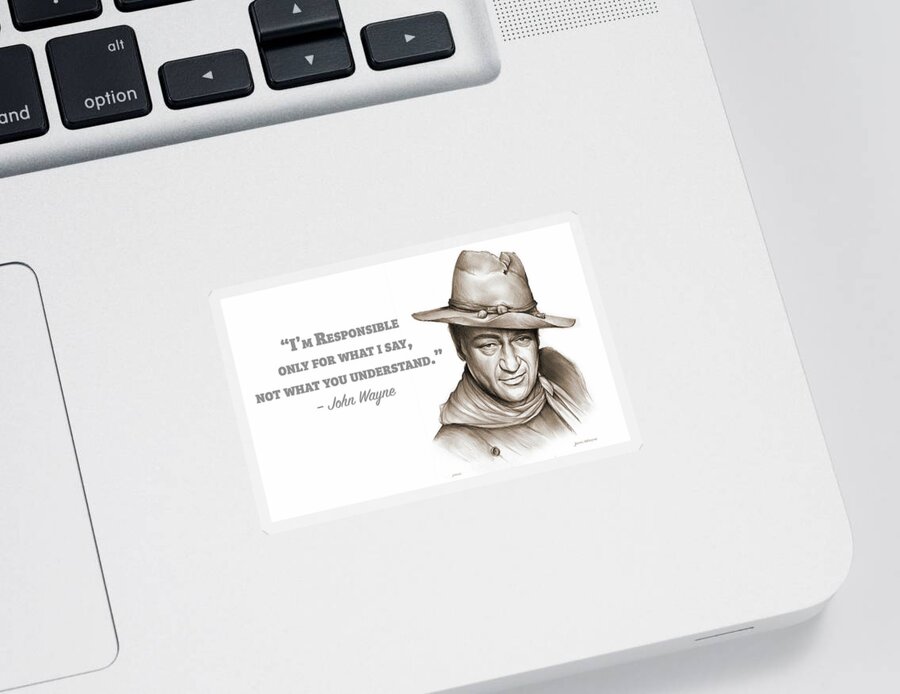 John Wayne Sticker featuring the drawing Wayne Quote by Greg Joens