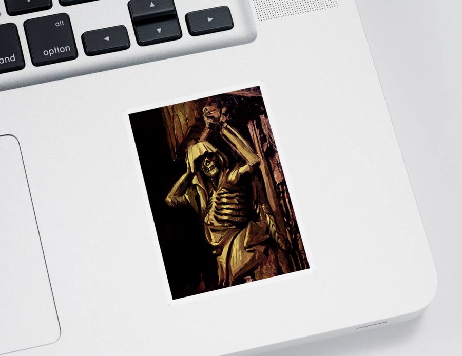 Skeleton Sticker featuring the painting Weight of the World by Sv Bell