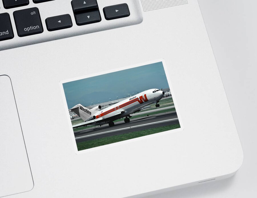 Western Airlines Sticker featuring the photograph Western Airlines Boeing 727 by Erik Simonsen