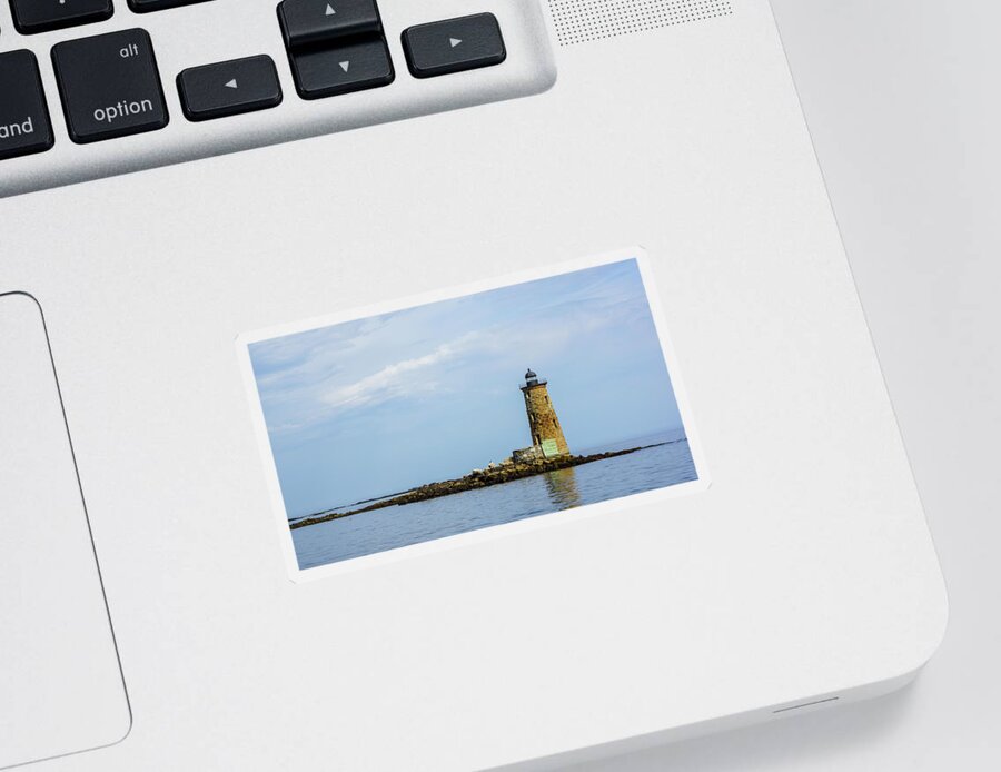 Whaleback Lighthouse Sticker featuring the digital art Whaleback Lighthouse by Deb Bryce