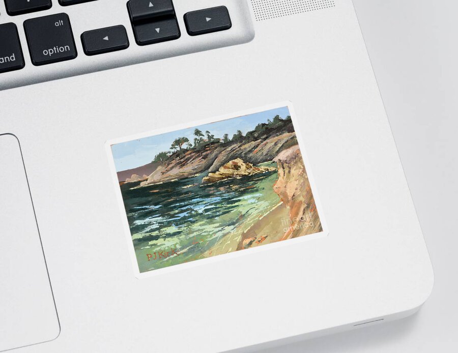 Landscape Sticker featuring the painting Whaler's Cove by PJ Kirk
