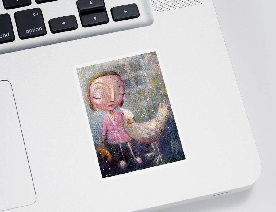 Young Girl Sticker featuring the painting When I'm With You by Eleatta Diver