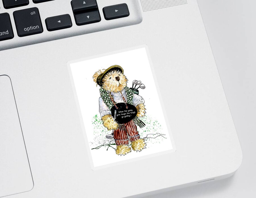 Bear Sticker featuring the painting When The Going Gets Tough 02 by Miki De Goodaboom