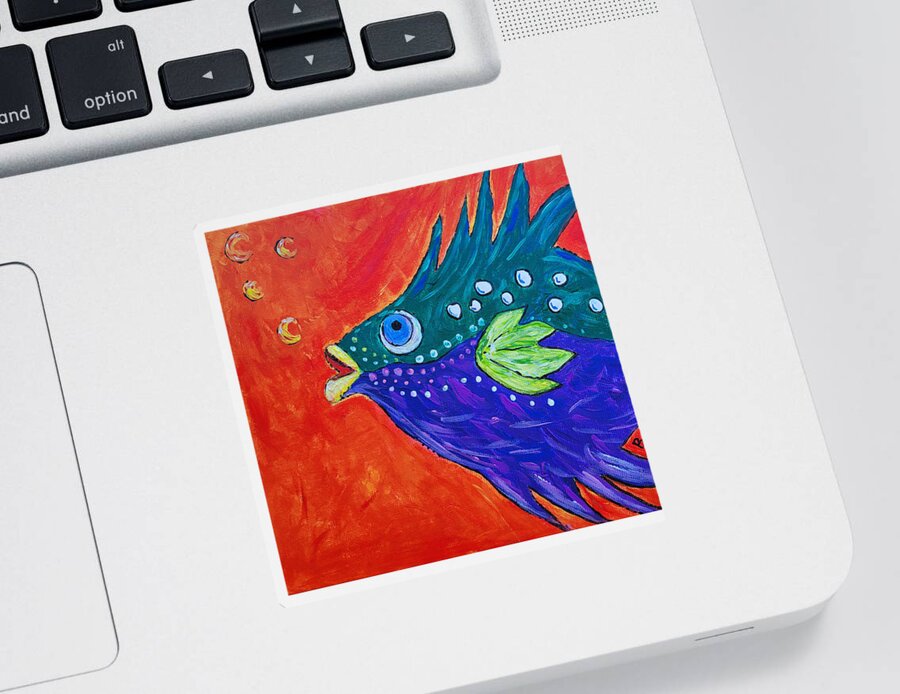 Whimsical Sticker featuring the painting Whimsical Fish by Bonny Puckett