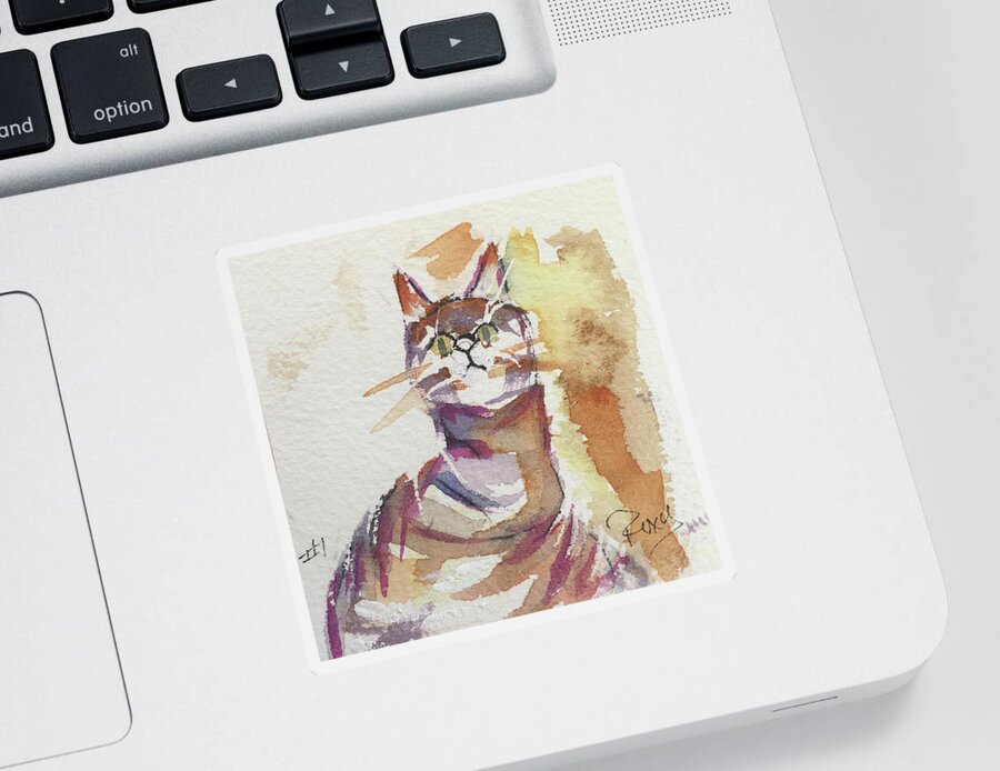 Whimsy Sticker featuring the painting Whimsy Kitty 1 by Roxy Rich