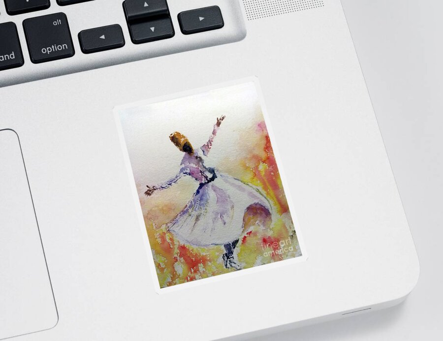 Sufi Sticker featuring the painting Whirling Sufi Dervish by Asha Sudhaker Shenoy