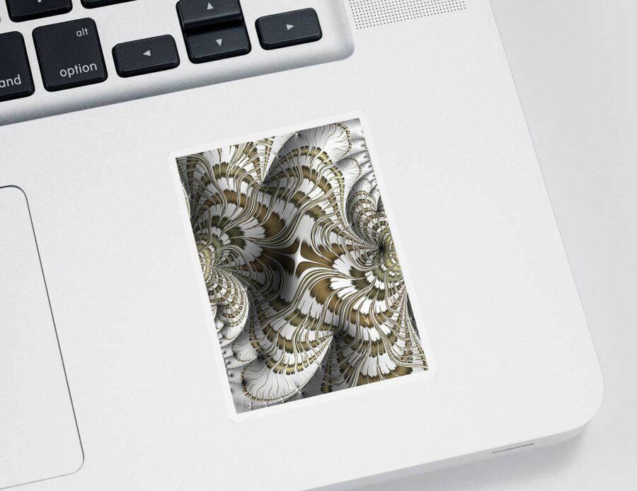 Fractal Sticker featuring the digital art White and Gold 01 by Amanda Moore