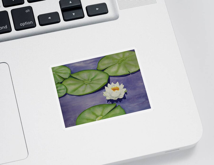 Kim Mcclinton Sticker featuring the painting White Lotus and Lily Pad Pond by Kim McClinton