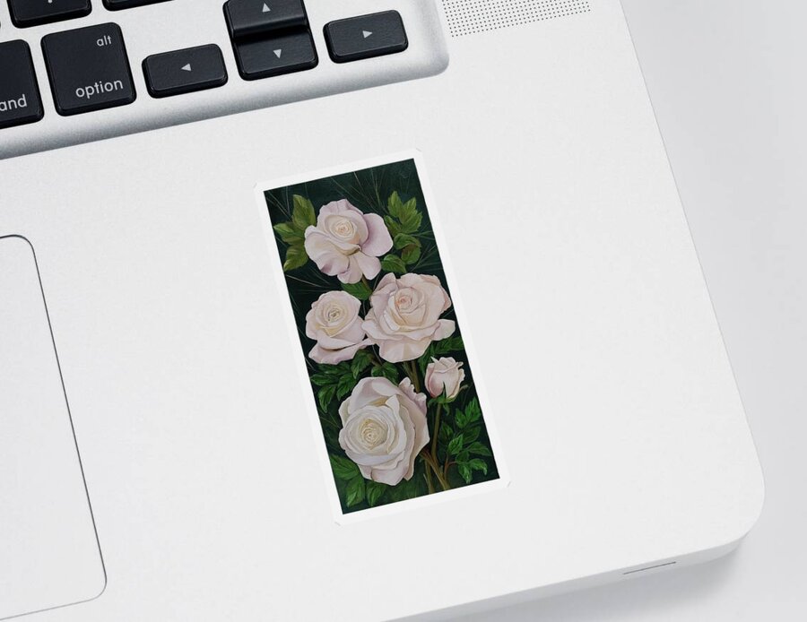 White Rose Painting Sticker featuring the painting White Rose Tower by Connie Rish