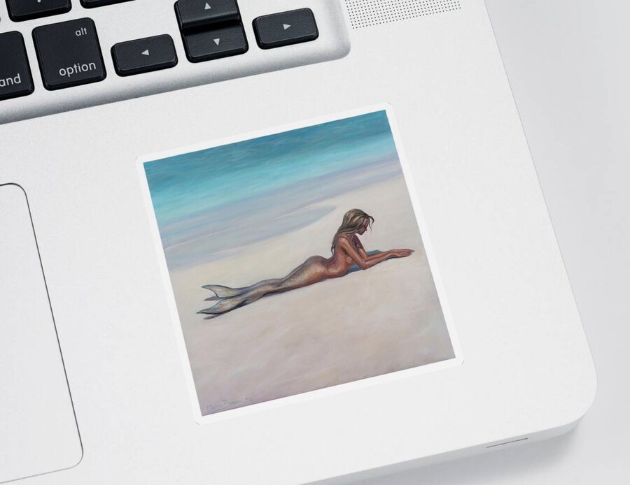 Mermaid Sticker featuring the painting White sand by Marco Busoni