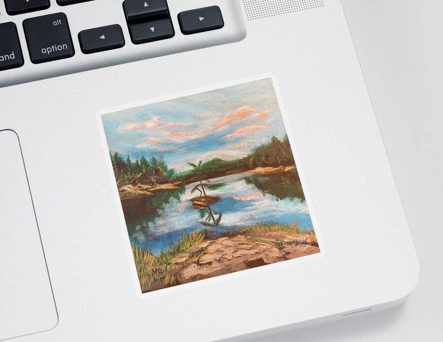 Acrylic Sticker featuring the painting Whitefish River-Manitoulin Island-plein air by Monika Shepherdson