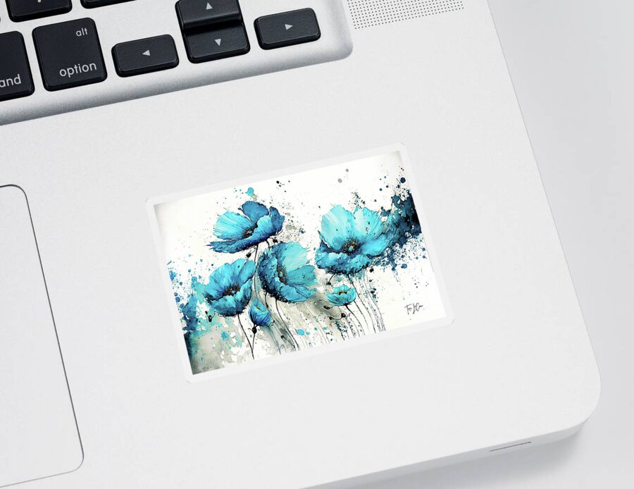 Poppy Flowers Sticker featuring the painting Wild Blue Poppies by Tina LeCour