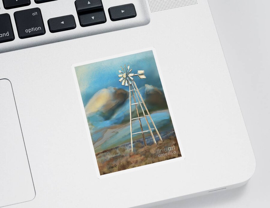 Farm Sticker featuring the digital art Wind Mill by Doug Gist