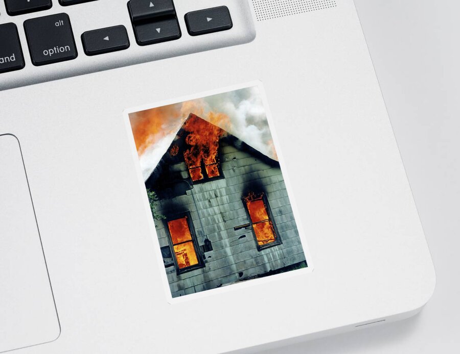 Windows Aflame Sticker featuring the photograph Windows Aflame by Jennifer Robin
