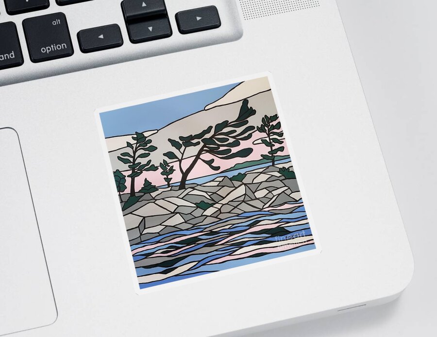 Trees Sticker featuring the painting Windswept by Petra Burgmann