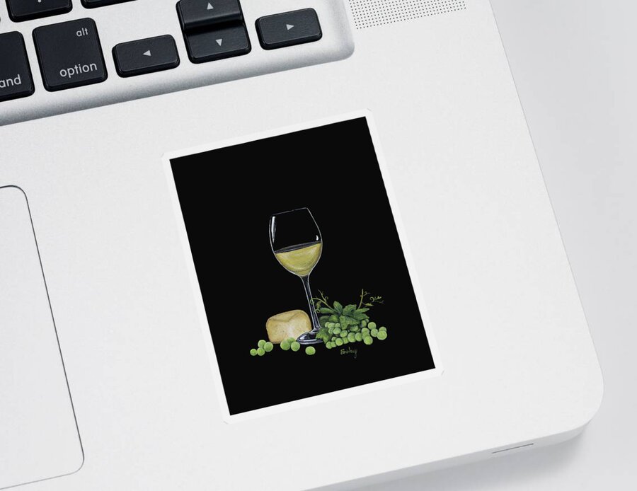 Wine Sticker featuring the painting Wine and Cheese Please by Shirley Dutchkowski