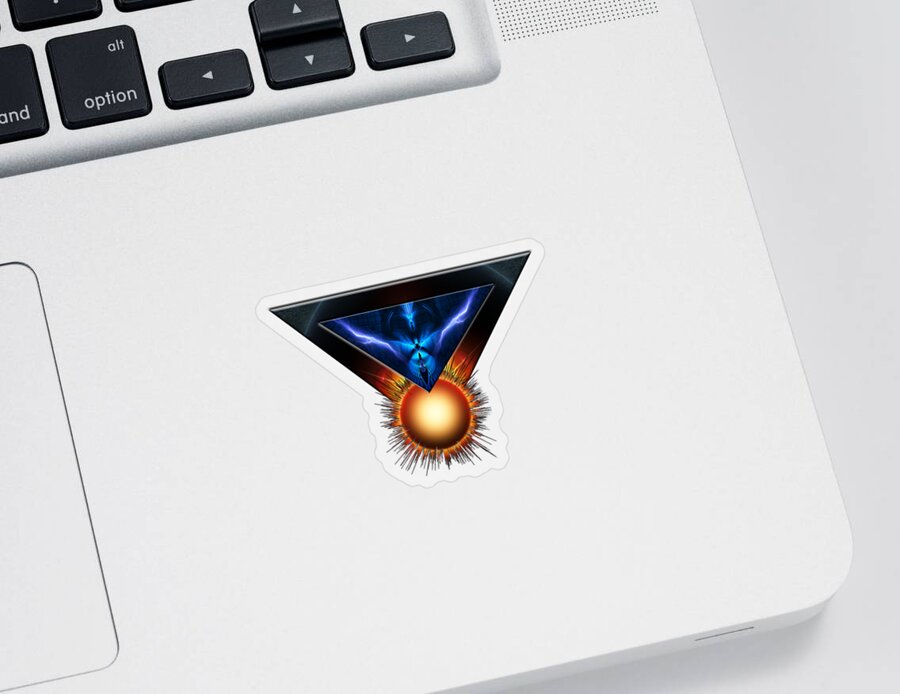 Fire Sticker featuring the digital art Wings Of Lightning Fractal Art Emblem by Rolando Burbon