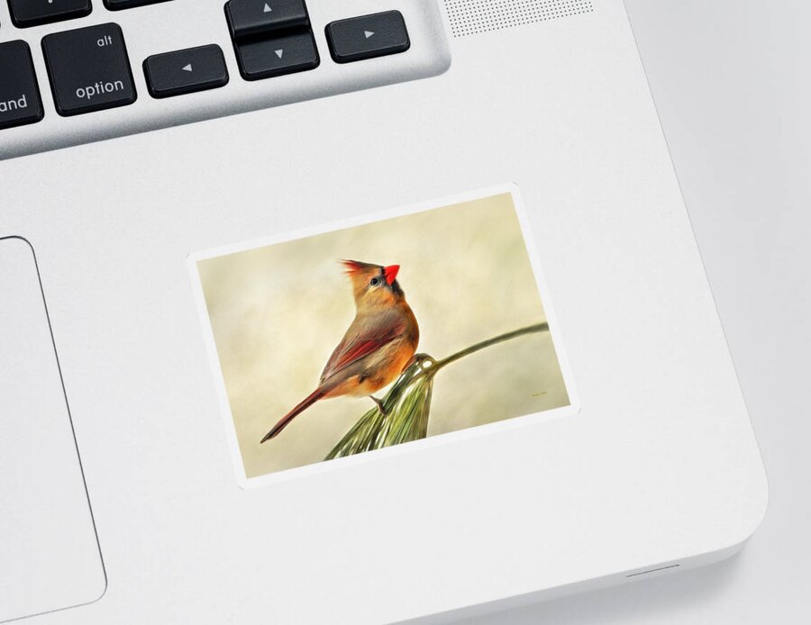 Winter Sticker featuring the painting Winter Cardinal by Christina Rollo
