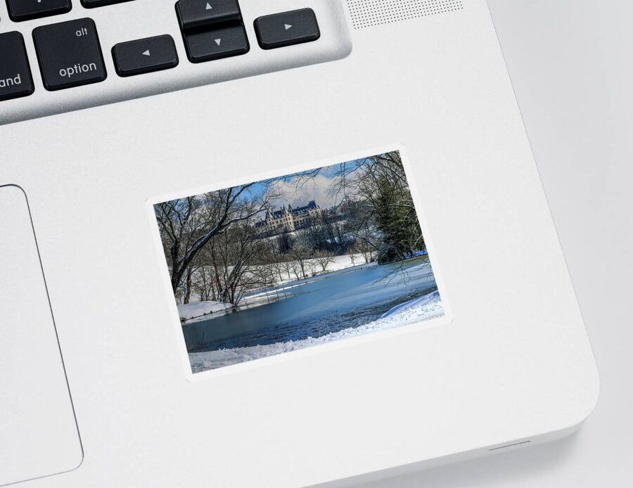 Lagoon Sticker featuring the photograph Winter Comes To The Biltmore Mansion On The Hill by Carol Montoya