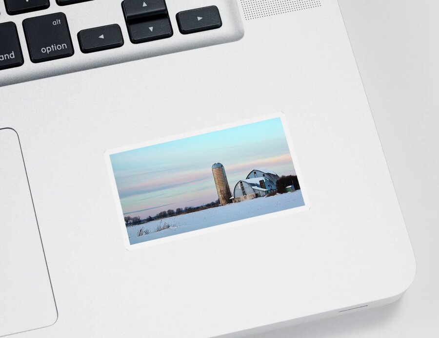 Winter Sticker featuring the photograph Winter Farm and Barns Ontario by Tatiana Travelways