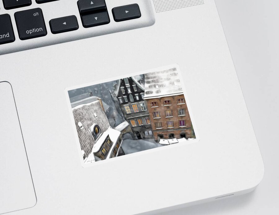 Buildings Sticker featuring the photograph Winter in the Old Town by Aleksander Rotner