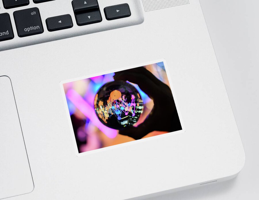 Glass Ball Sticker featuring the photograph Winter lights globe by Andrew Lalchan
