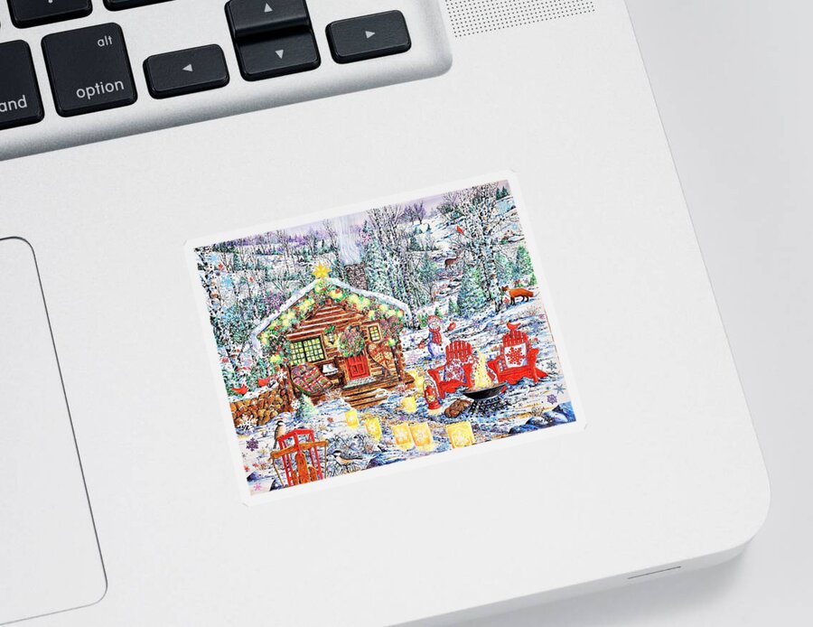 Winter Sticker featuring the painting Christmas Season of Joy by Diane Phalen