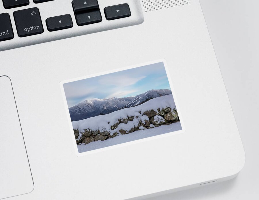 Winter Sticker featuring the photograph Winter Stone Wall Sugar Hill View by Chris Whiton