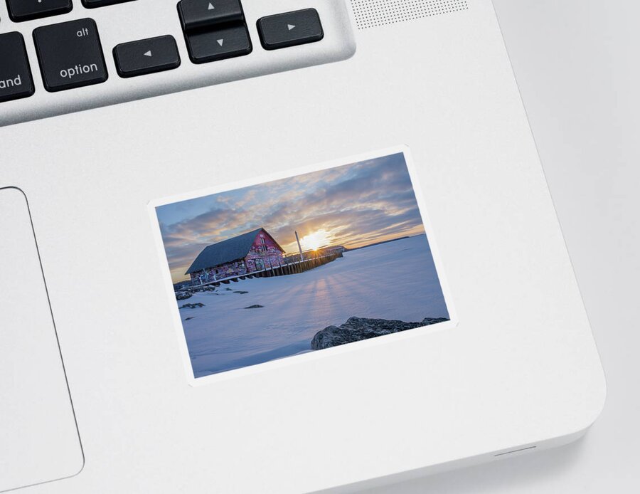 Anderson Dock Sticker featuring the photograph Winter Sunset At Anderson Dock by Paul Schultz