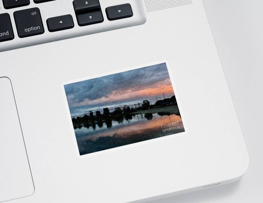 Lagoon Sticker featuring the photograph Winter Sunset on Lagoon by Katherine Erickson