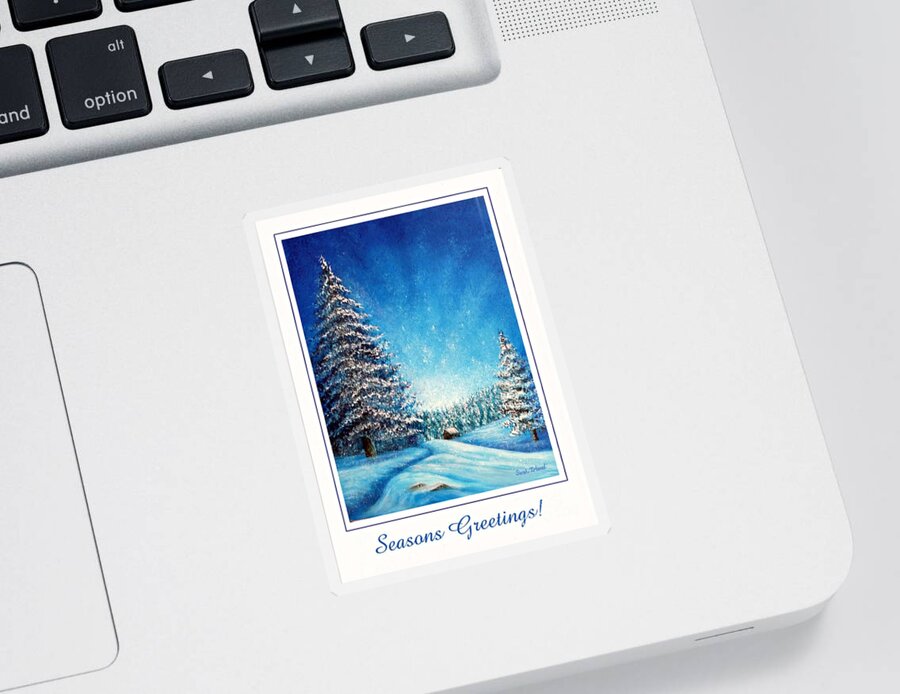 Holiday Sticker featuring the painting Wintry Light - Seasons Greetings by Sarah Irland