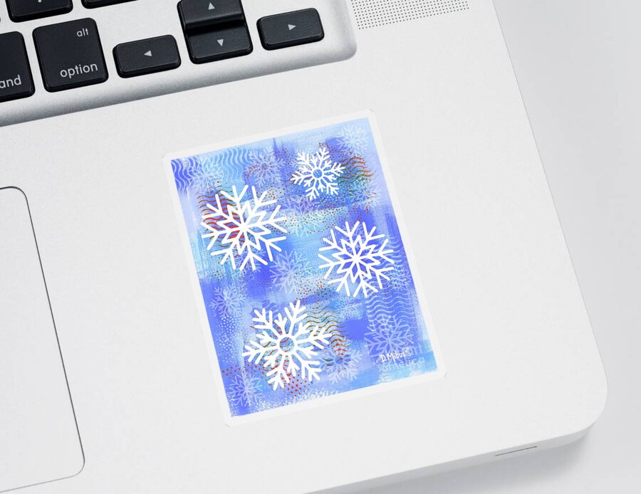 Winter Sticker featuring the mixed media Wintry Wonderland Abstract by Donna Mibus