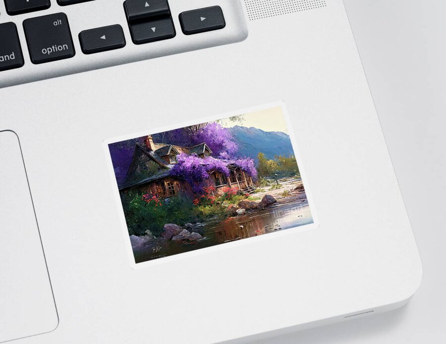 Ranch House Sticker featuring the painting Wisteria Daydream by Tina LeCour