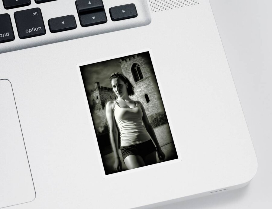 Woman Sticker featuring the digital art Woman Film Noir Style 01 by Matthias Hauser